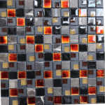 SCARLET RESIN/GOLD/COPPER/BLACK/MARBLE 12"X12"