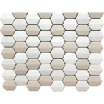 HEXAGON PATTERN CREAM/TAUPE/WHITE 12"X12"