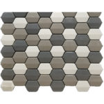 HEXAGON PATTERN CREAM/TAUPE/GREY 12"X12"