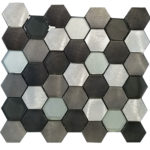 ALUM-HONEY STEEL/CHROME/GLASS 12"X12" - Image 2