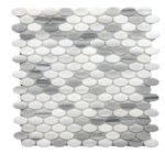 OVAL WHITE VOLKAS/CARRARA MARBLE 12"X12"