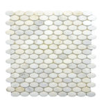 OVAL WHITE VOLKAS/PURE WHITE MARBLE 12"X12"