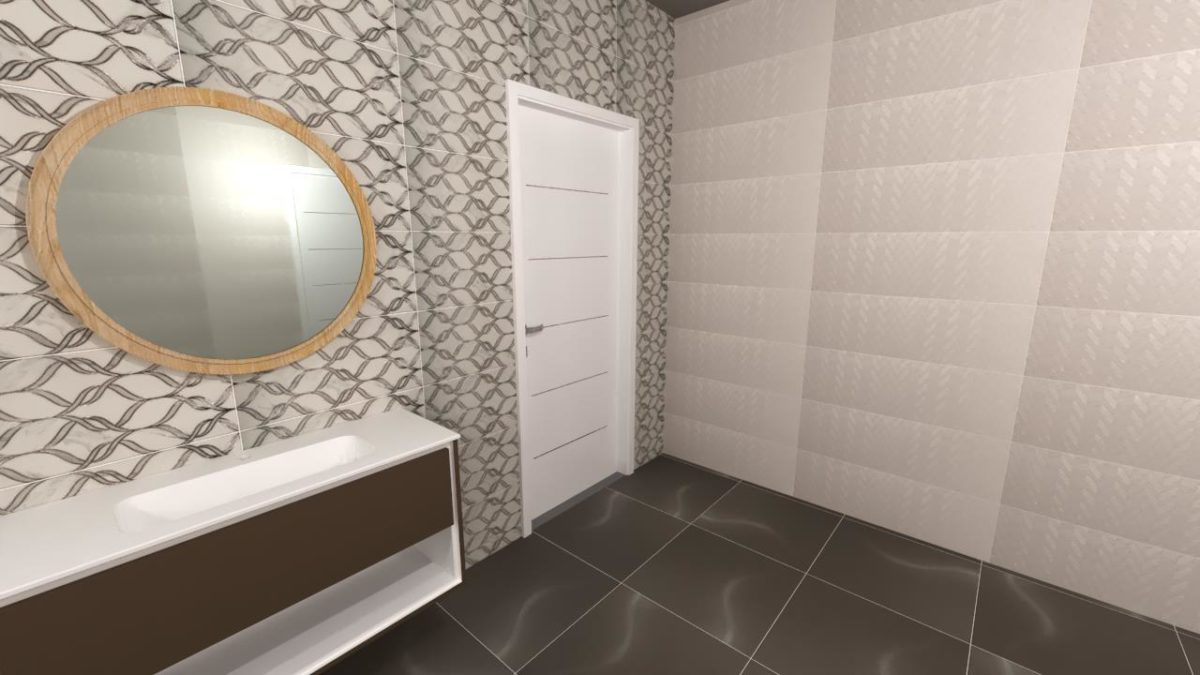 BEDROOM 3 WASHROOM-3 ZIGURAT WHITE/GREY 12"X24" - Image 1