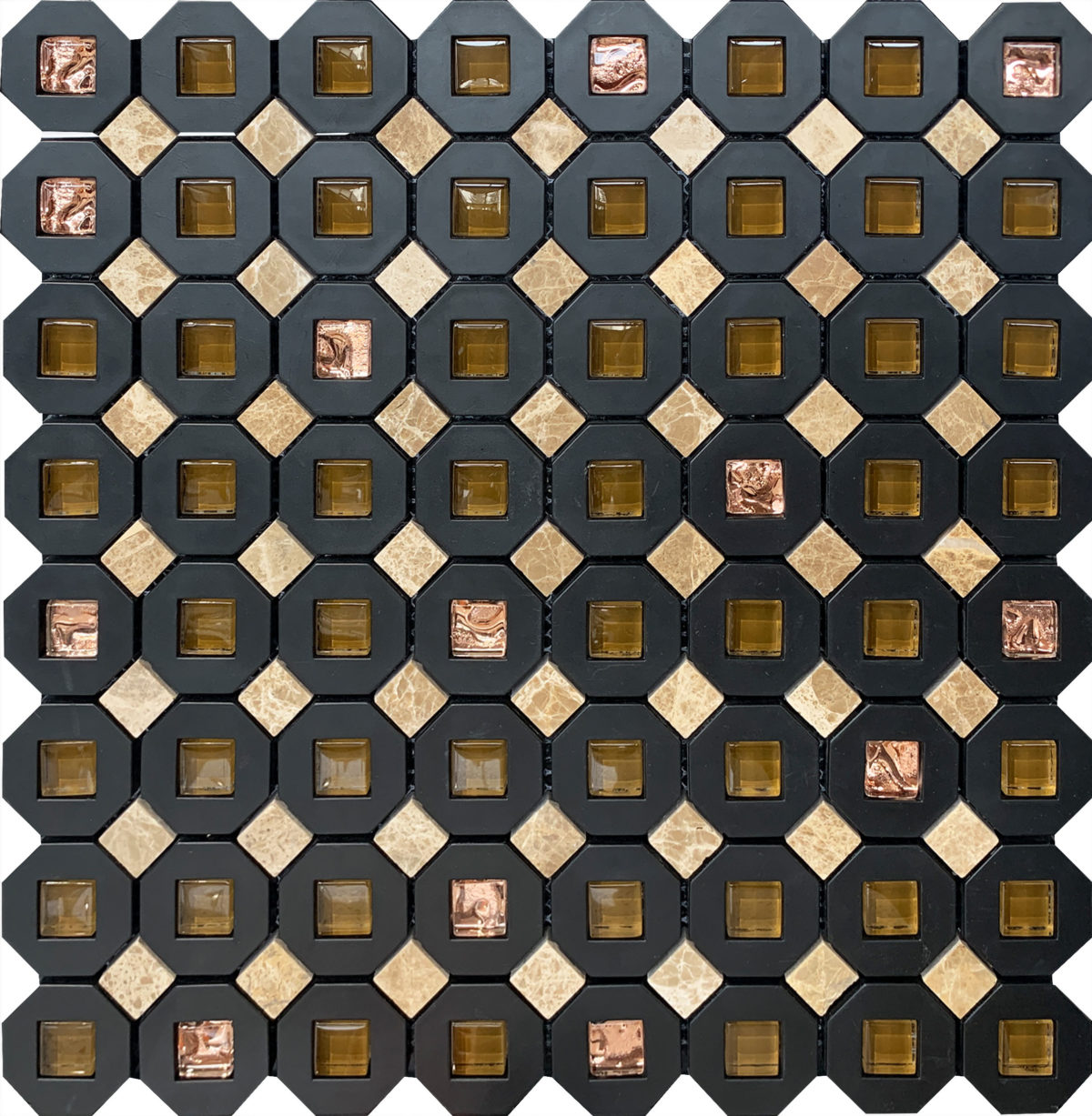 M50321_MOSAIC SCARLET RESIN/COPPER/BLACK/EMP 12"X12" - Image 1