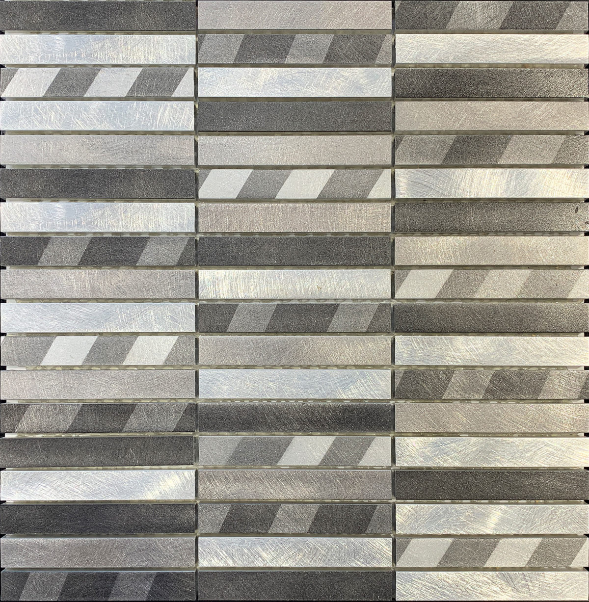 M50056_MOSAIC ALUM-TIERS SILVER/CHROME/DARK BLACK 12"X12" - Image 1