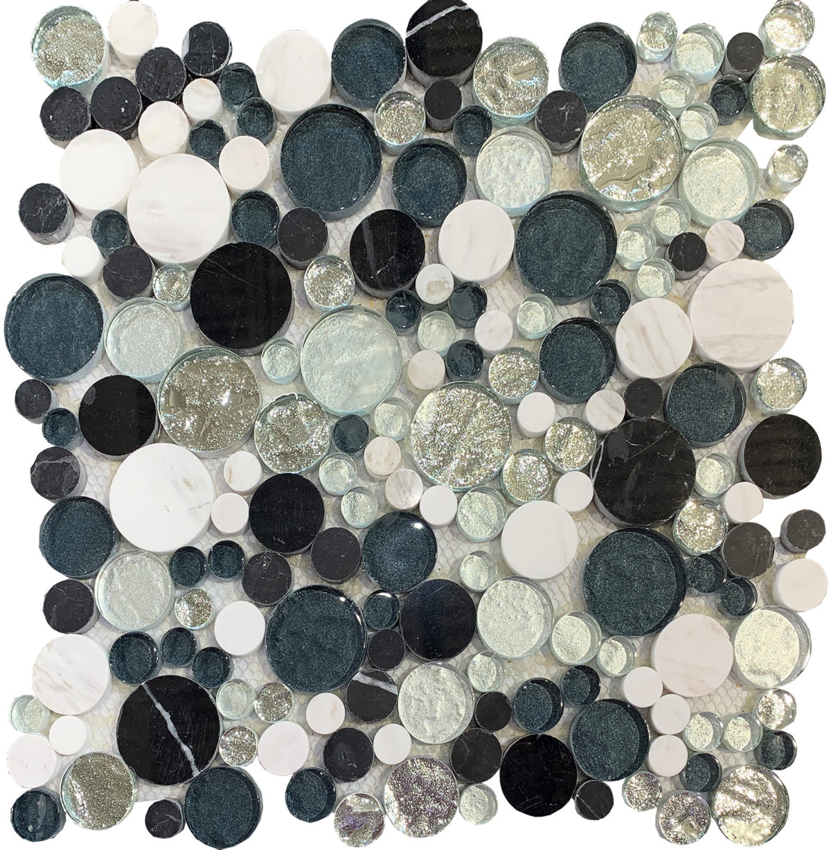 DUARA BLACK/WHITE/AQUA/SILVER/MARBLE 12"X12" - Image 1