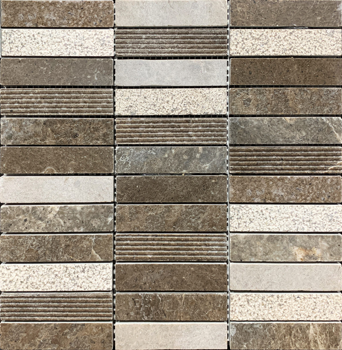 m50696-DT_MOSAIC DILLER STONE GREY/BROWN 12"X12" - Image 1
