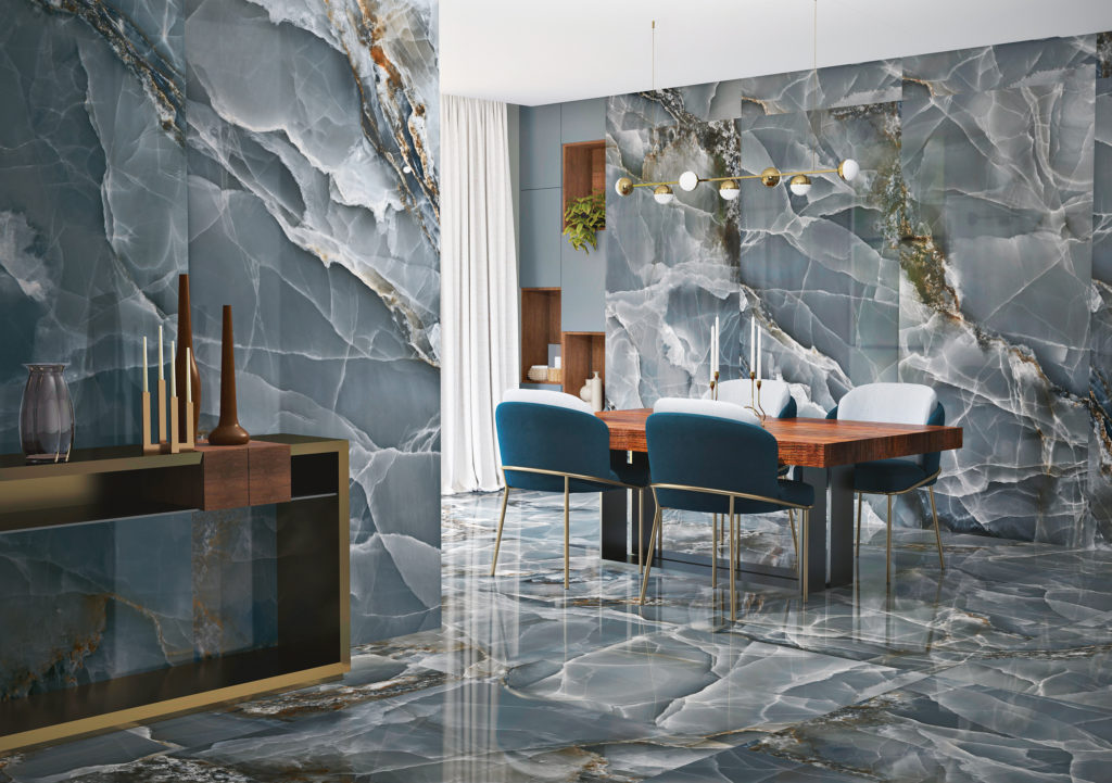 ONYX BLEU POLISHED 24"X48"X10MM Agate Tile & Stone