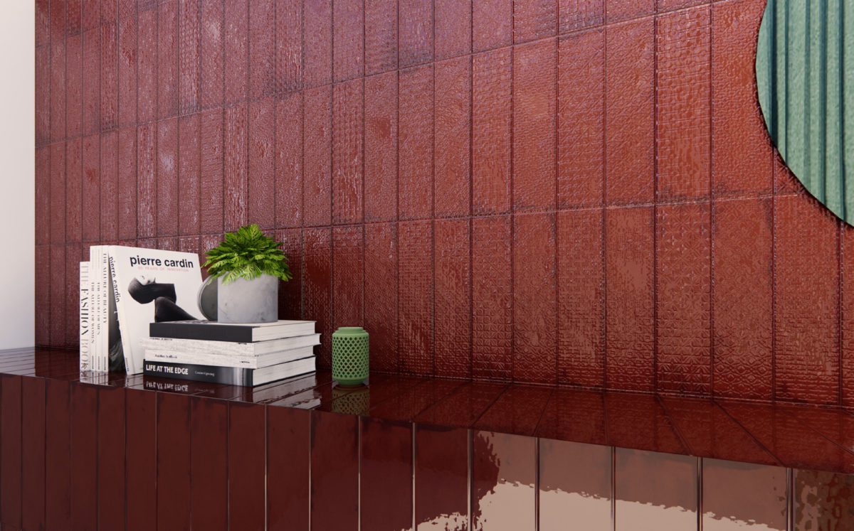 RAIN BORDEAUX GLOSSY 3"X12" DEFCOR RAIN BORDEAUX GLOSSY 3"X12" - Image 1