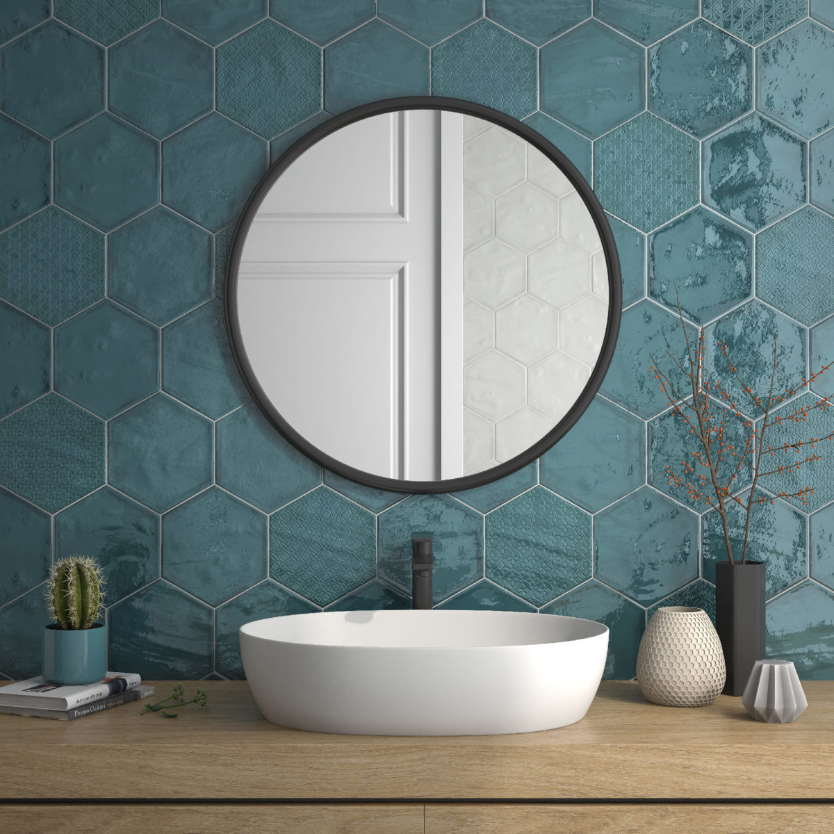 HEX RAIN AQUAMARI GLOSSY 8"X9" HEX RAIN AQUAMARINE GLOSSY 8"X9" - Image 1