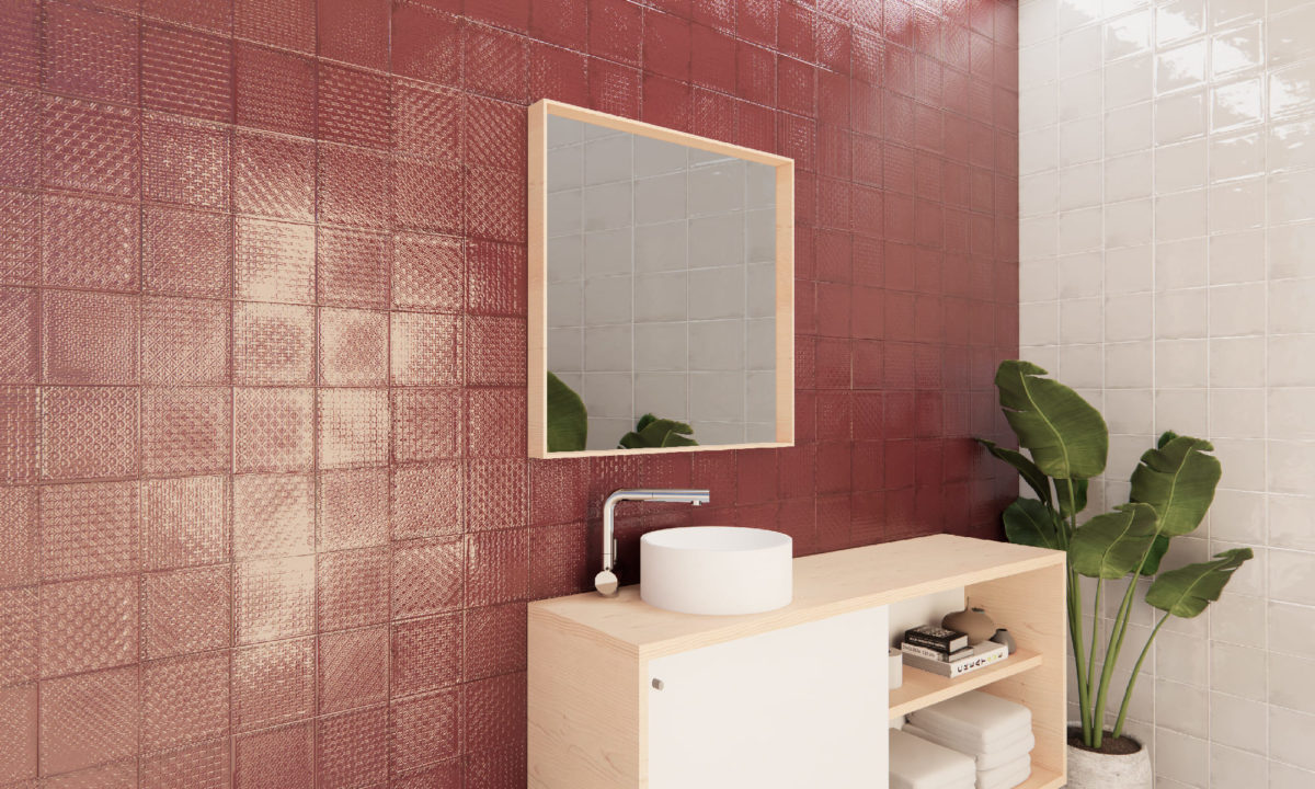 rain bordeaux 3"X12 HEX DECOR RAIN BORDEAUX GLOSSY 8"X9" - Image 1