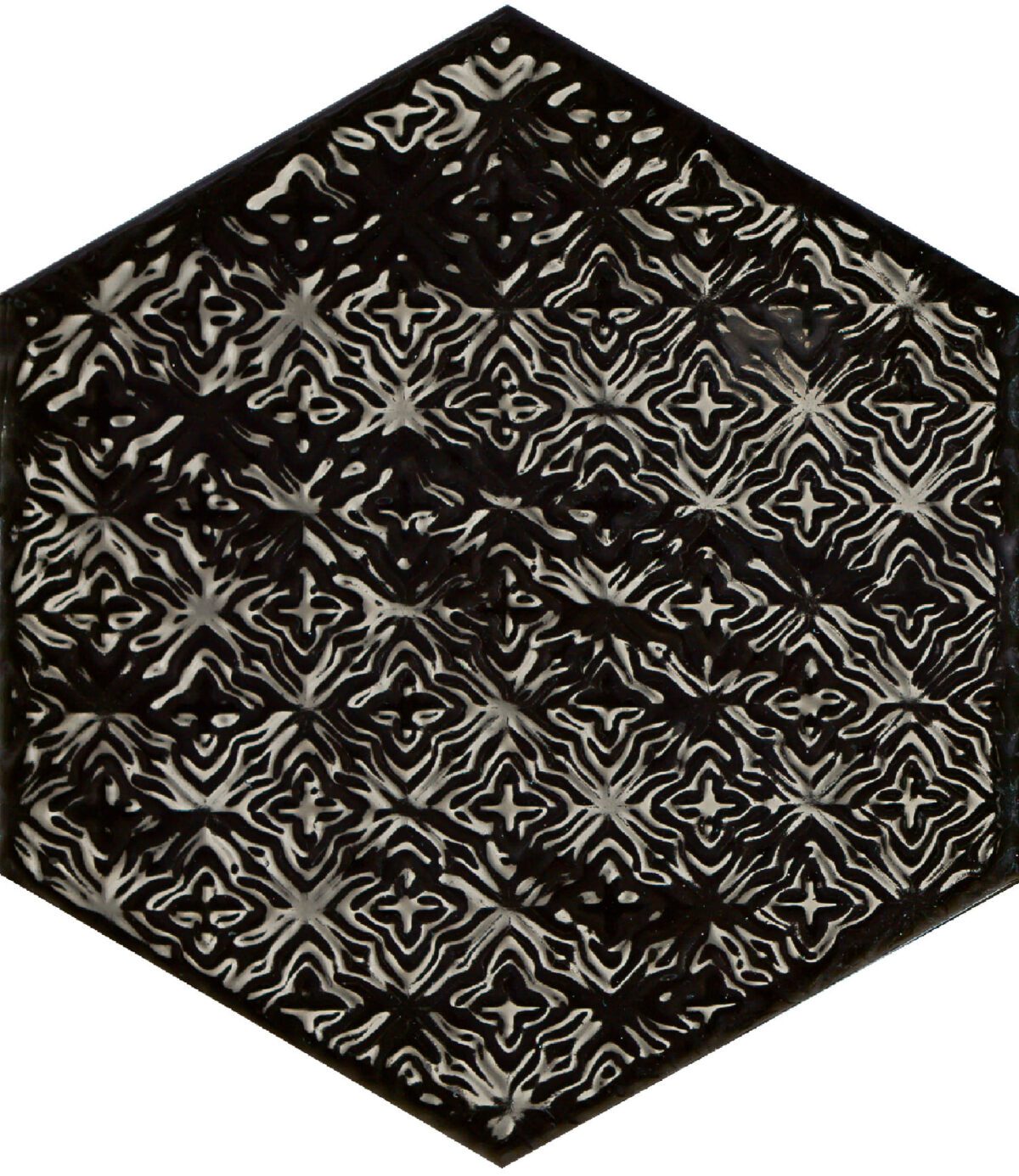 H00043-RAIN-HEXA-DEC_SM_NERO_15X13_0621 DECOR HEX RAIN NERO GLOSSY 8"X9" - Image 2