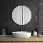 DECOR HEX RAIN NERO GLOSSY 8"X9"